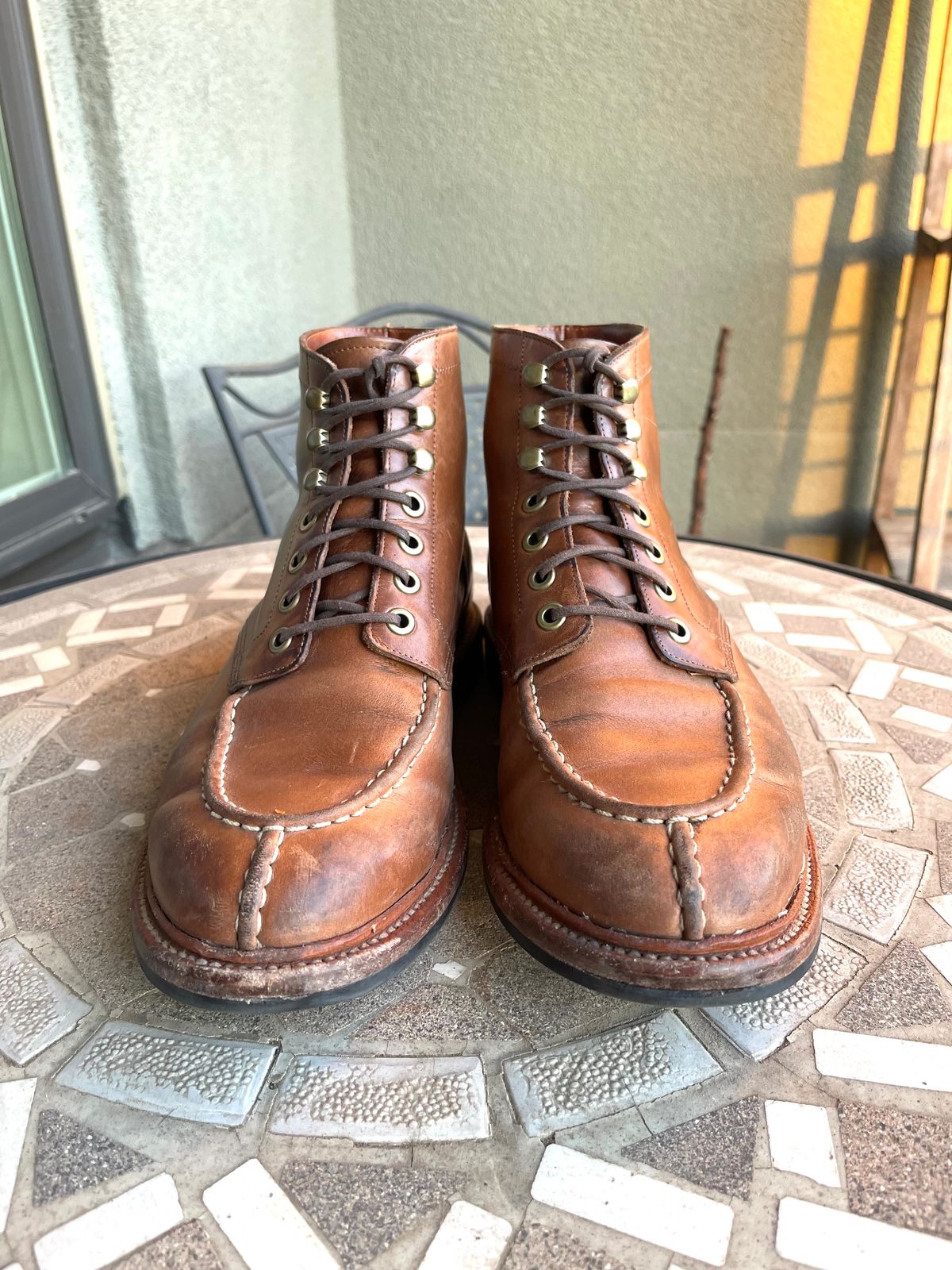 Photo by bullmoose303 on April 5, 2024 of the Grant Stone Ottawa Boot in Horween Dune Chromexcel.