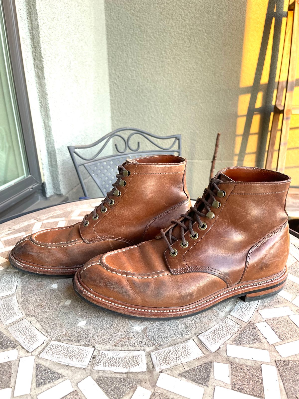 Photo by bullmoose303 on April 5, 2024 of the Grant Stone Ottawa Boot in Horween Dune Chromexcel.
