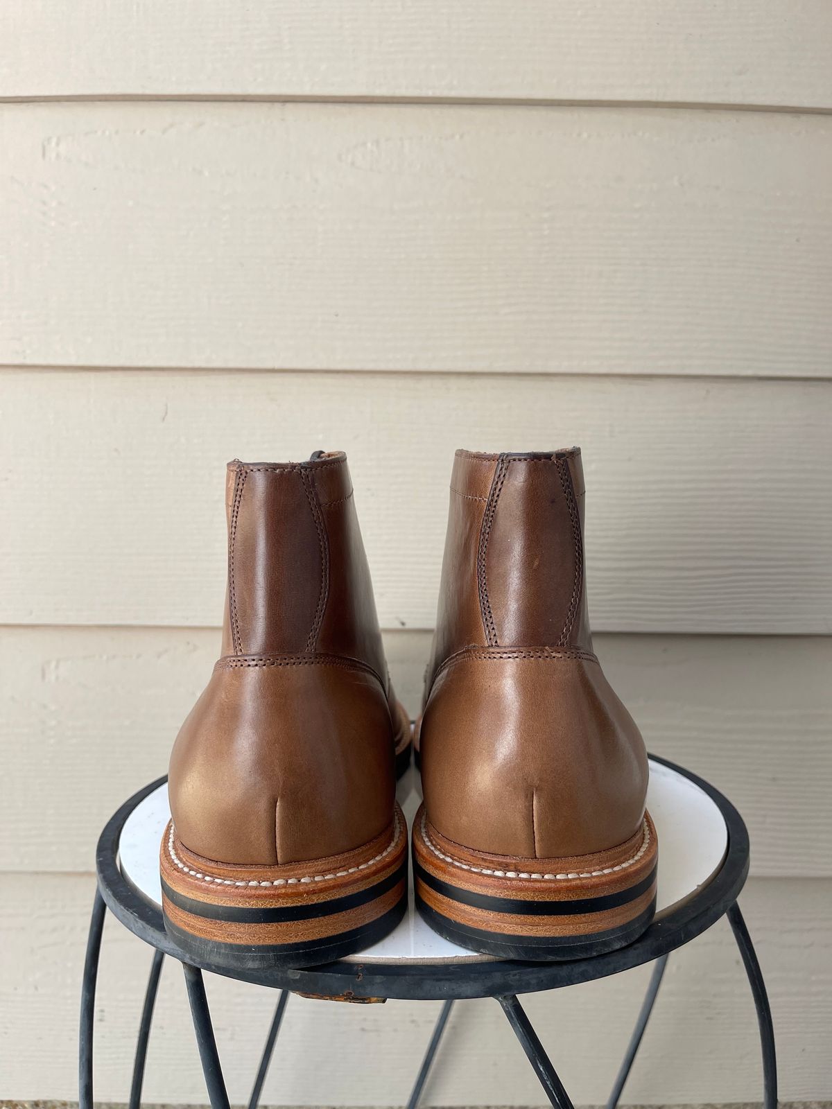 Photo by bullmoose303 on October 1, 2023 of the Grant Stone Ottawa Boot in Horween Dune Chromexcel.