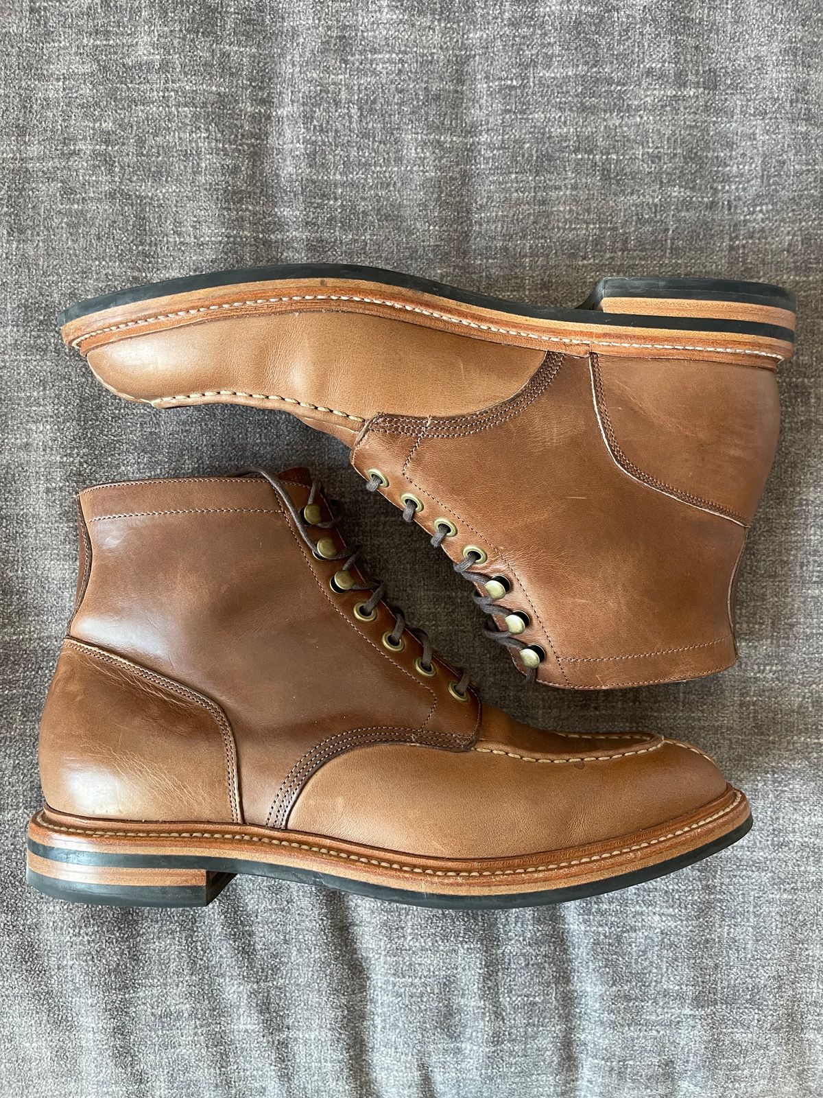 Photo by bullmoose303 on November 1, 2023 of the Grant Stone Ottawa Boot in Horween Dune Chromexcel.