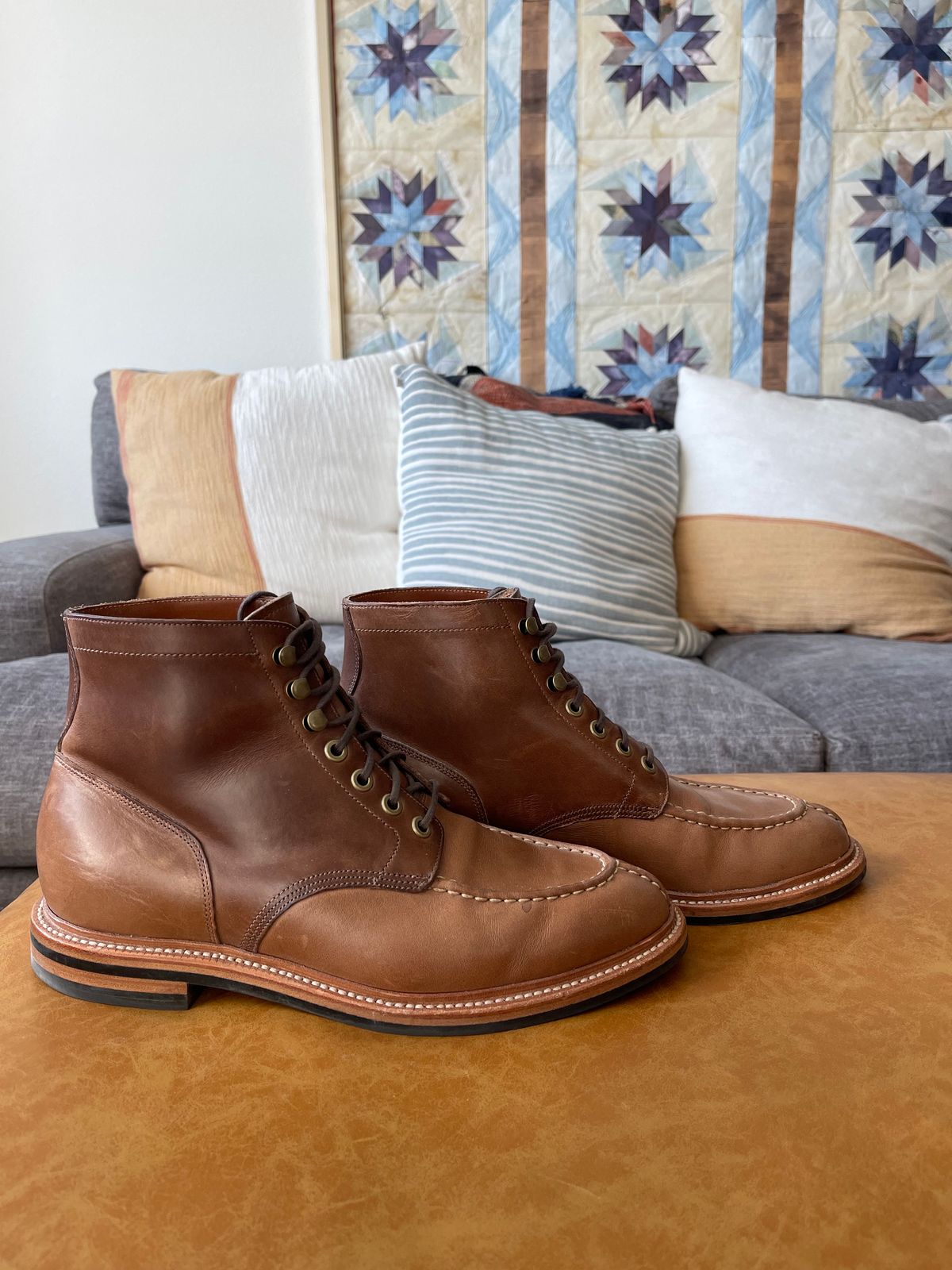 Photo by bullmoose303 on November 1, 2023 of the Grant Stone Ottawa Boot in Horween Dune Chromexcel.