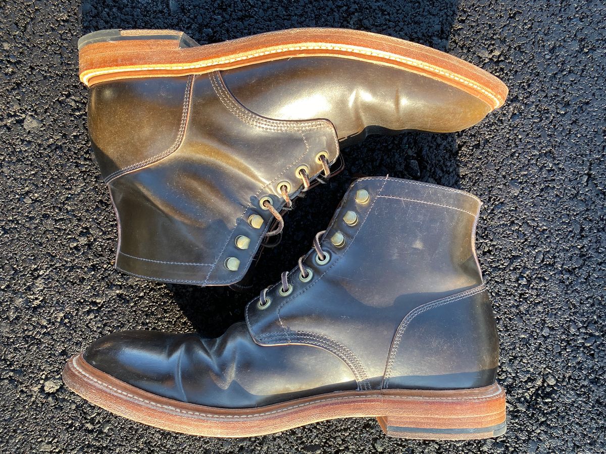 Photo by Acolosi7 on April 1, 2023 of the Grant Stone Diesel Boot in Horween Maduro Shell Cordovan.