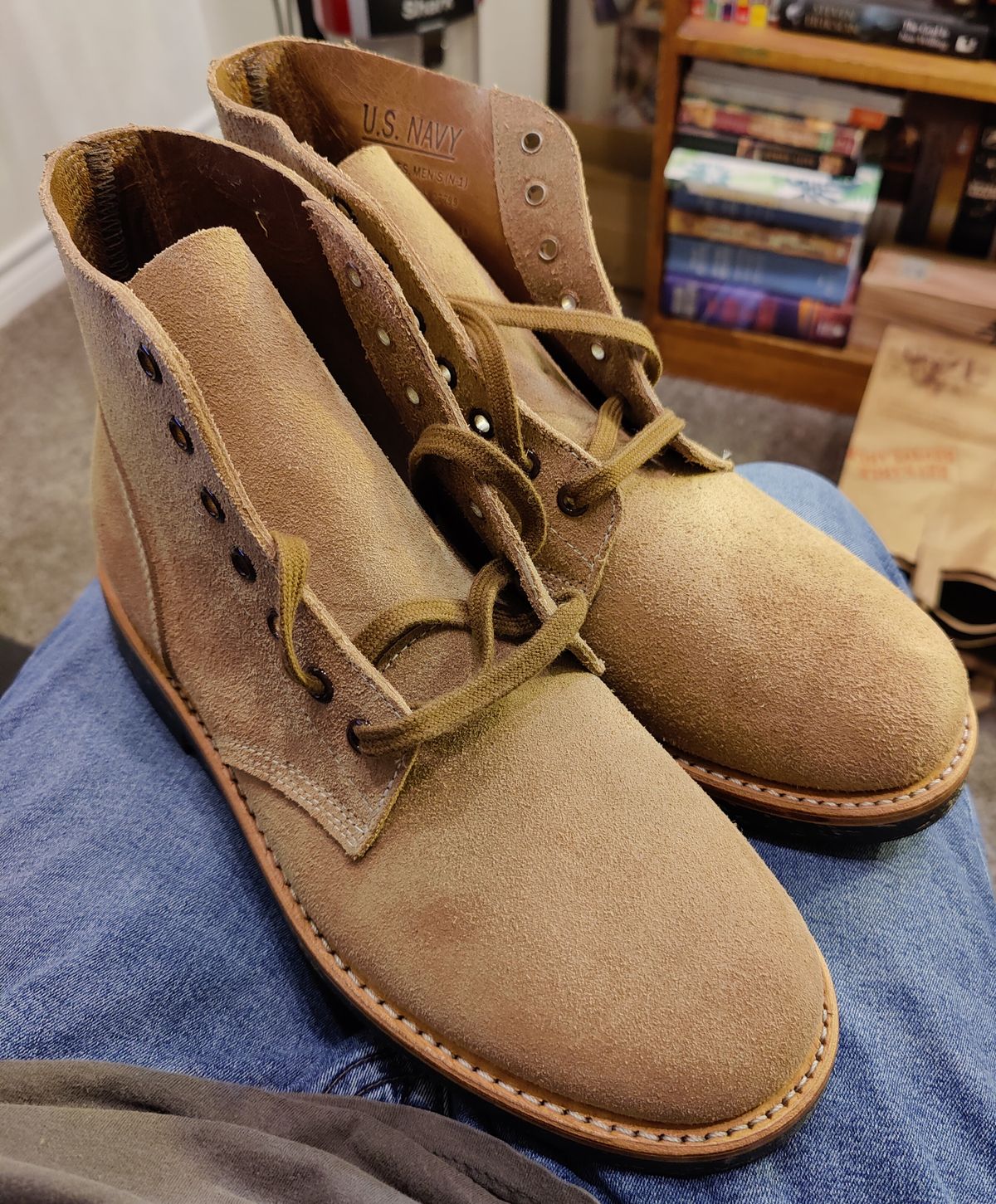 Photo by crberus81 on November 27, 2023 of the Oak Street Bootmakers Field Boot in Horween Marine Field Roughout.