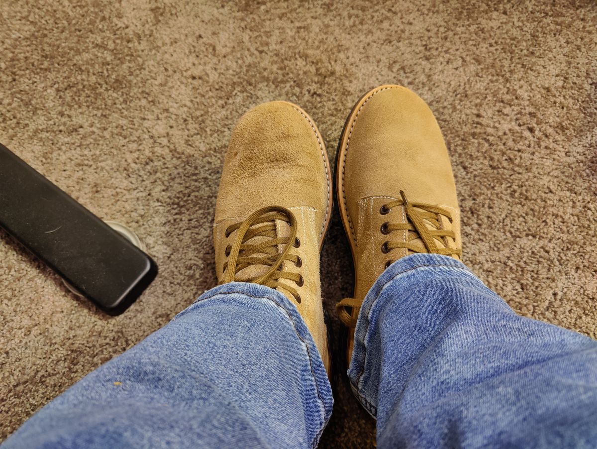 Photo by crberus81 on December 6, 2023 of the Oak Street Bootmakers Field Boot in Horween Marine Field Roughout.