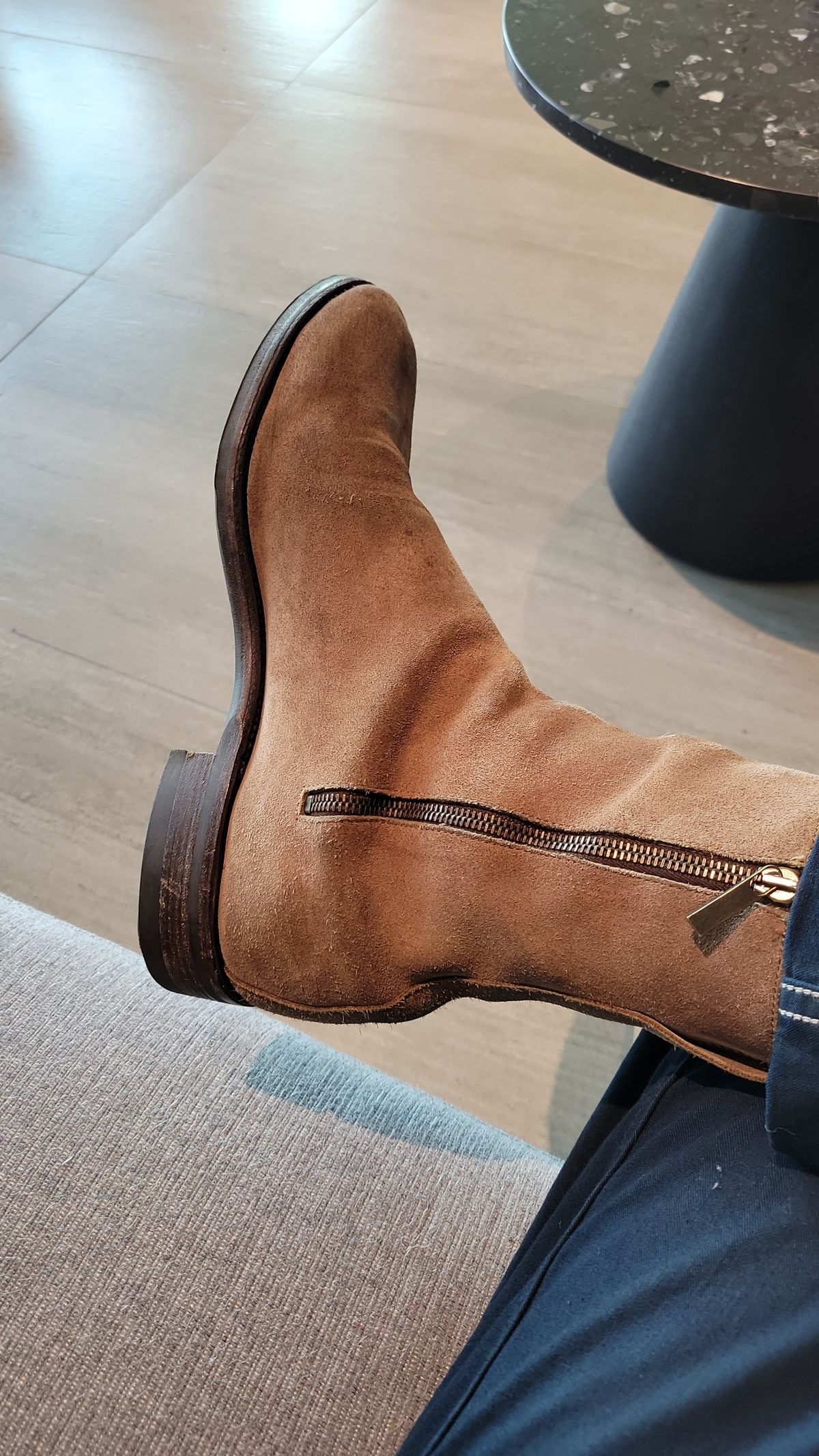 Photo by chokkero on January 30, 2025 of the Viberg Herald in Eco Veg Fallow Suede Roughout.