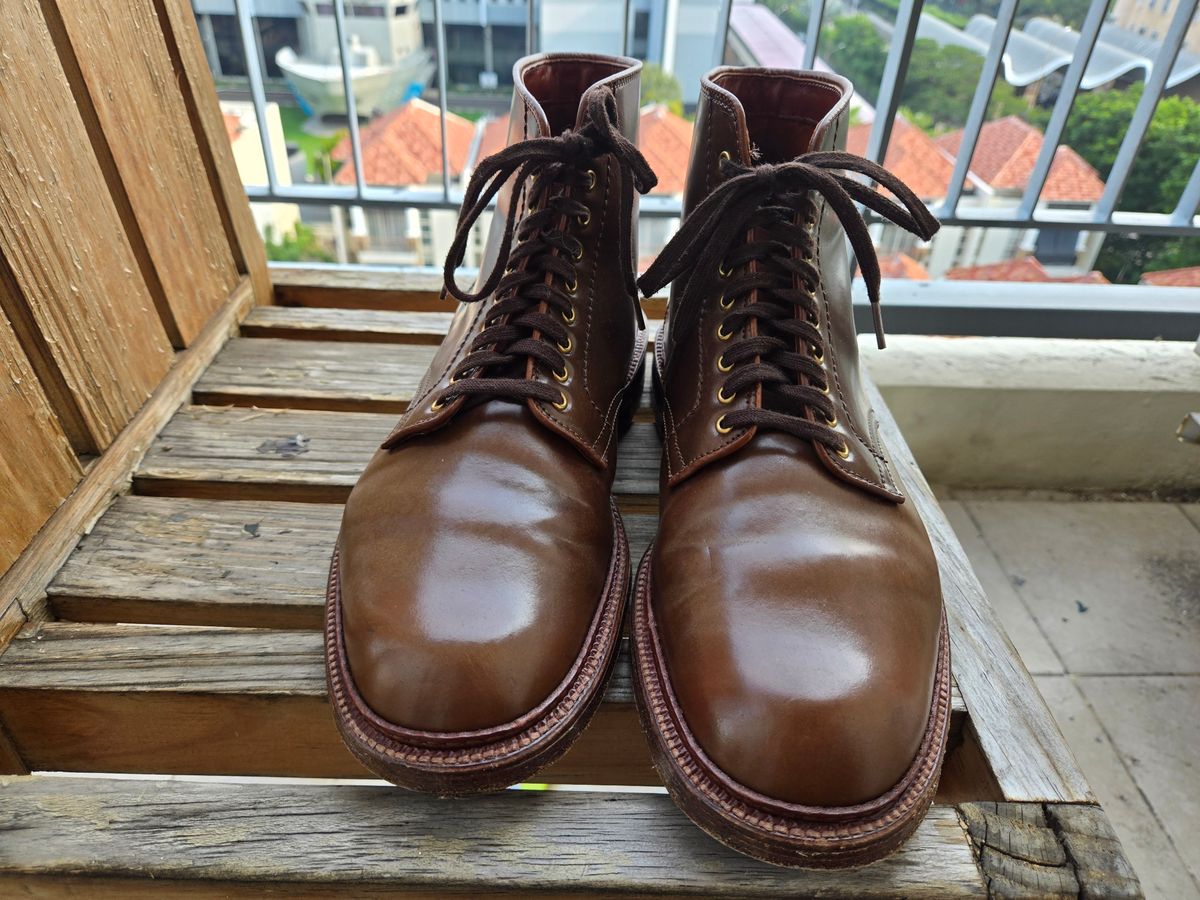 Photo by chokkero on November 1, 2025 of the Alden Plain Toe Boot in Horween Ravello Shell Cordovan.