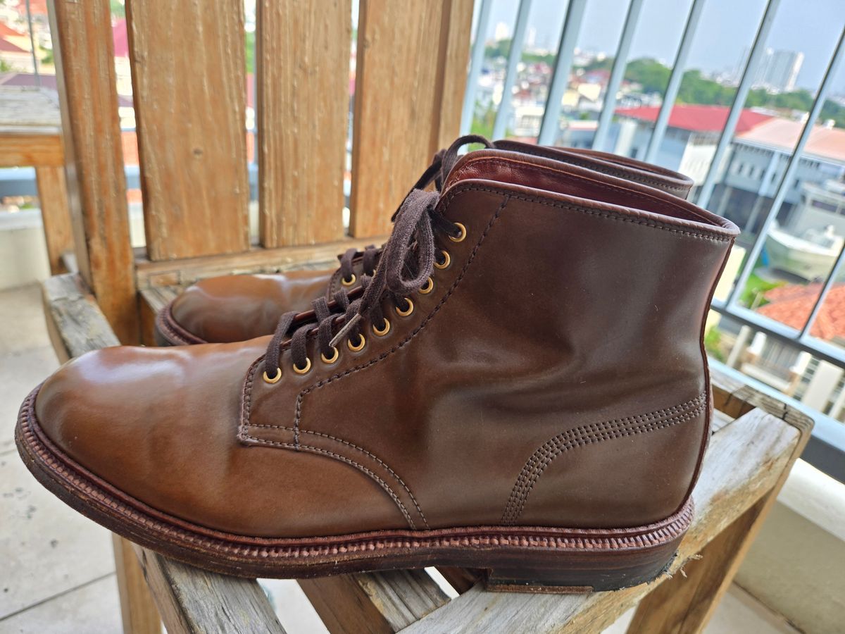 Photo by chokkero on November 1, 2025 of the Alden Plain Toe Boot in Horween Ravello Shell Cordovan.