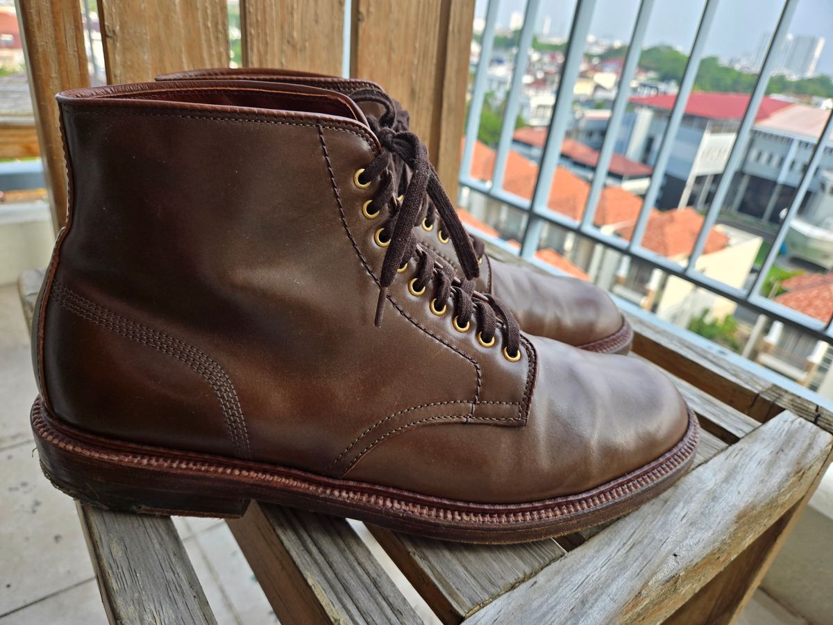 Photo by chokkero on November 1, 2025 of the Alden Plain Toe Boot in Horween Ravello Shell Cordovan.