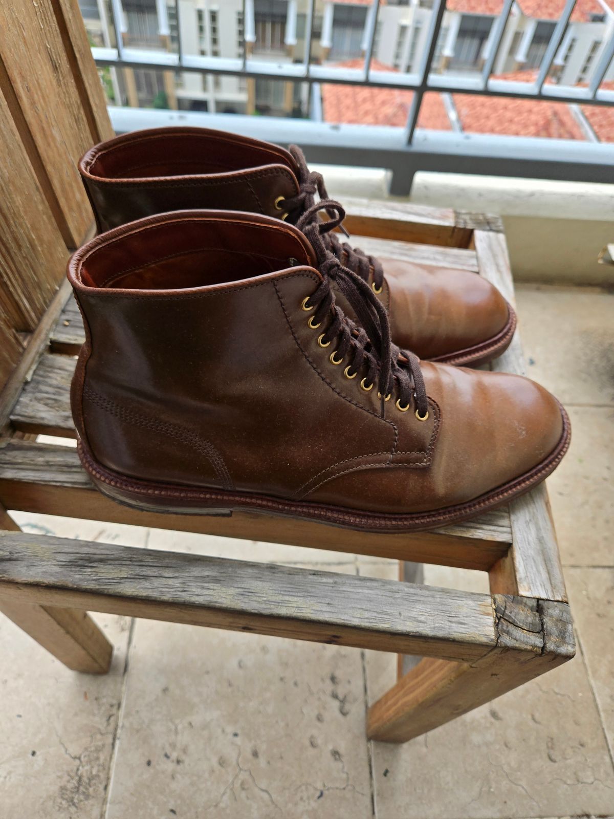 Photo by chokkero on December 3, 2025 of the Alden Plain Toe Boot in Horween Ravello Shell Cordovan.
