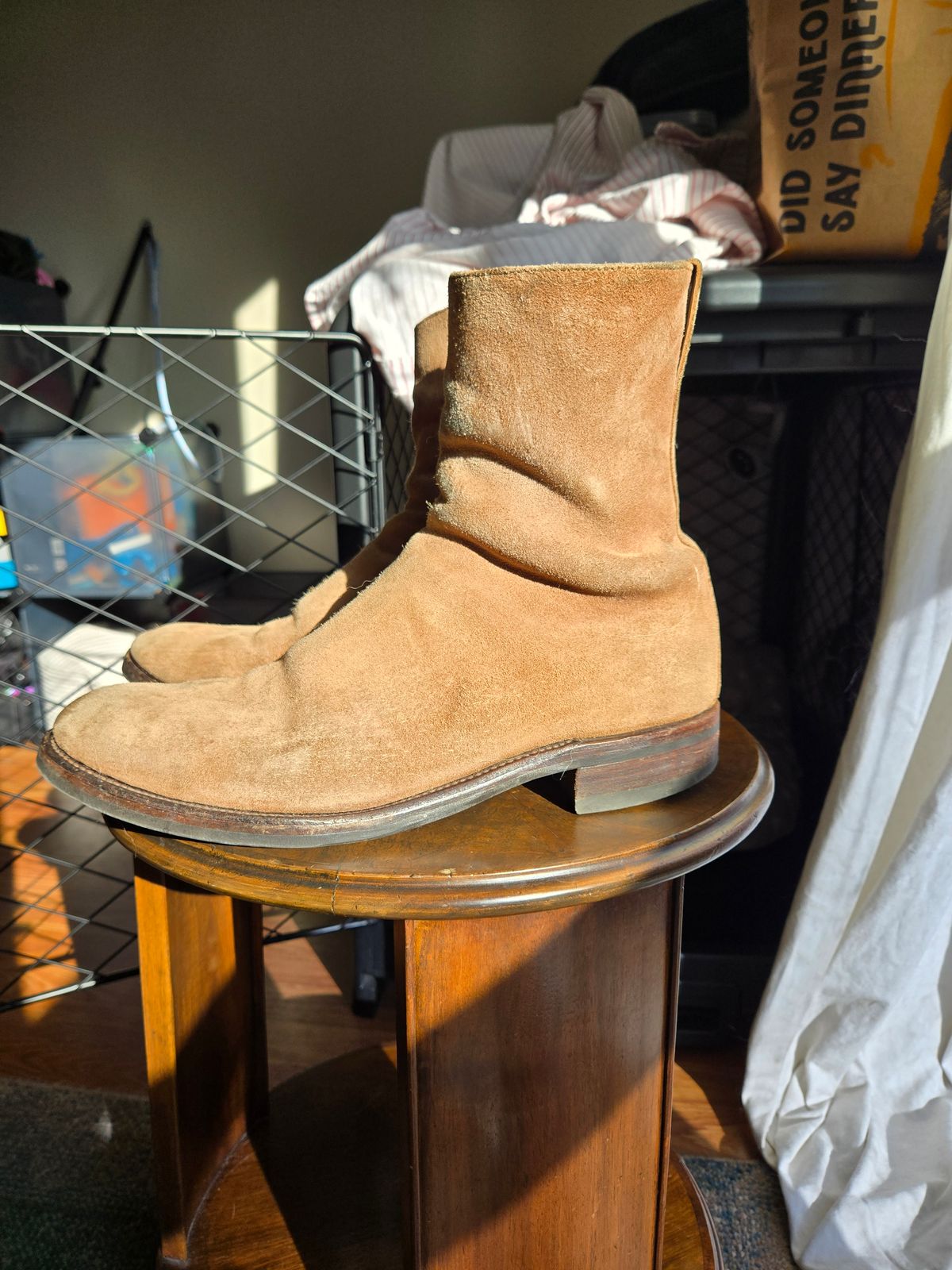 Photo by chokkero on October 2, 2025 of the Viberg Herald in Eco Veg Fallow Suede Roughout.