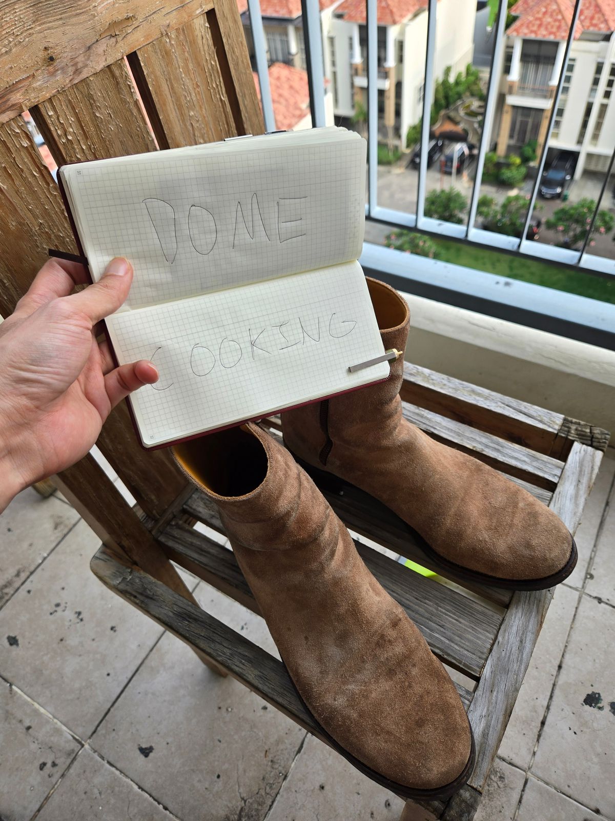 Photo by chokkero on November 1, 2025 of the Viberg Herald in Eco Veg Fallow Suede Roughout.