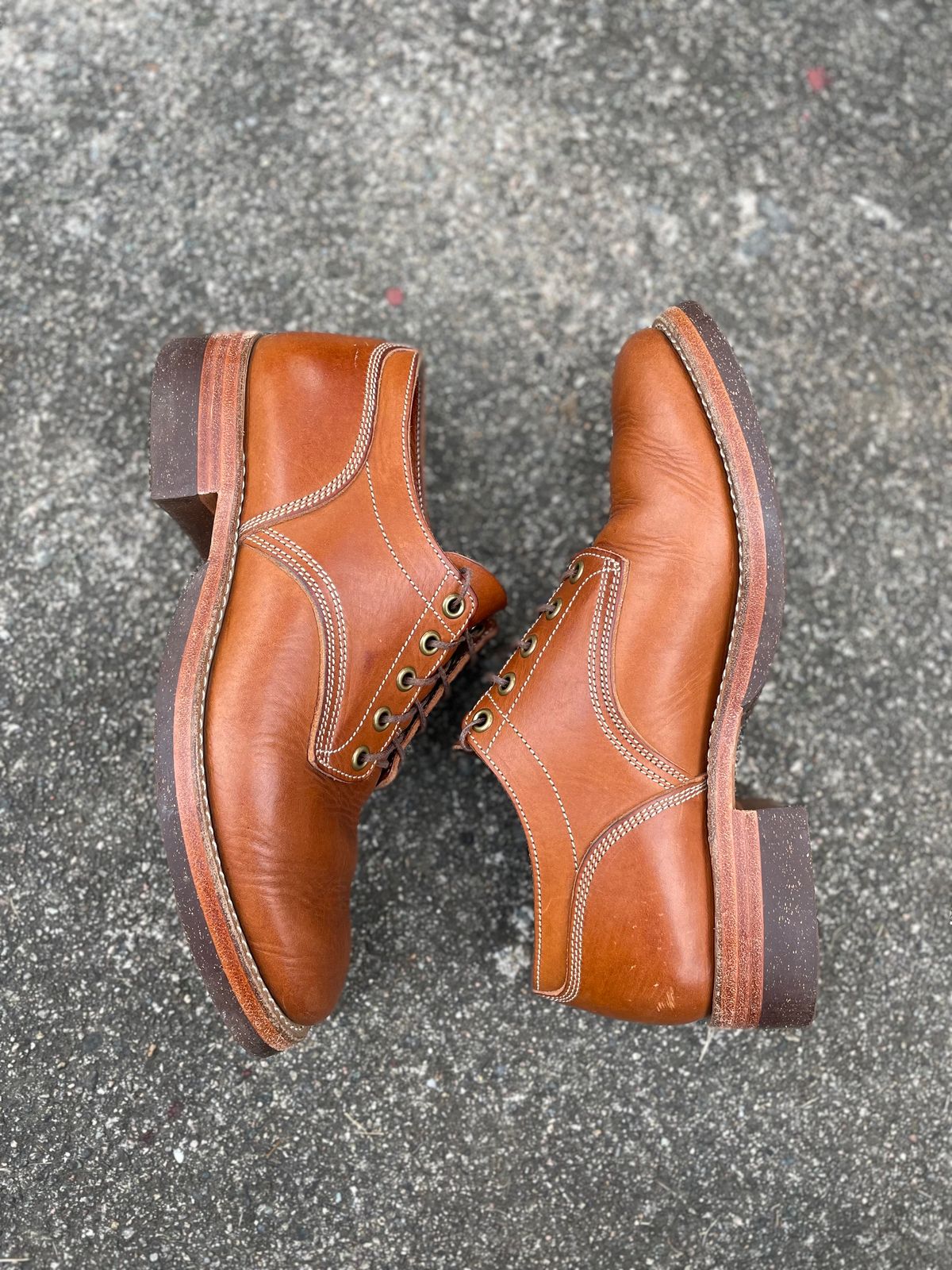 Photo by NewEnglandIndigo on November 4, 2023 of the Onderhoud LVL01 Derby Boot in Badalassi Carlo Cognac Minerva.