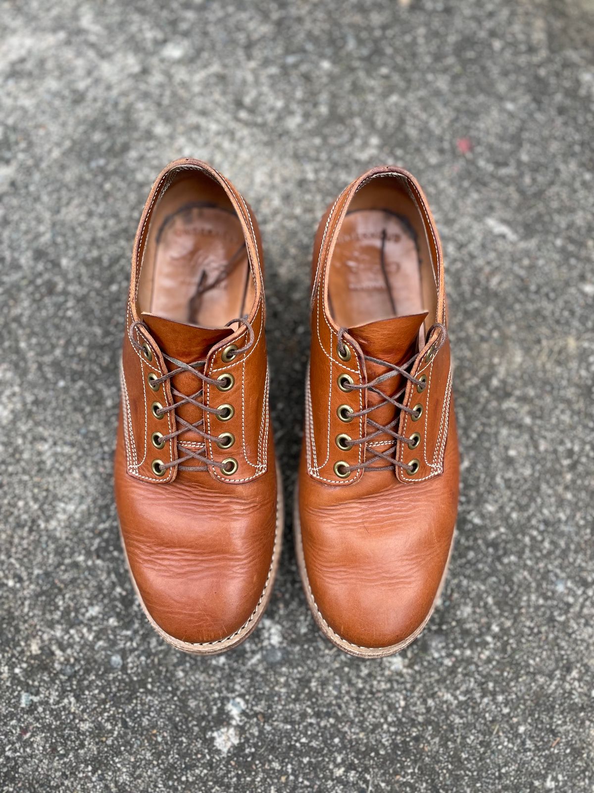 Photo by NewEnglandIndigo on November 4, 2023 of the Onderhoud LVL01 Derby Boot in Badalassi Carlo Cognac Minerva.
