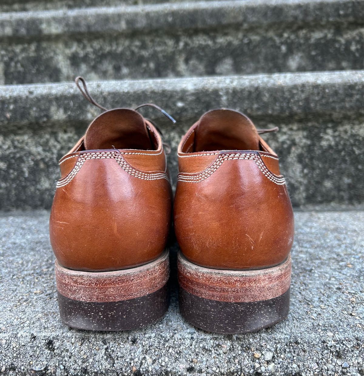 Photo by NewEnglandIndigo on January 1, 2024 of the Onderhoud LVL01 Derby Boot in Badalassi Carlo Cognac Minerva.