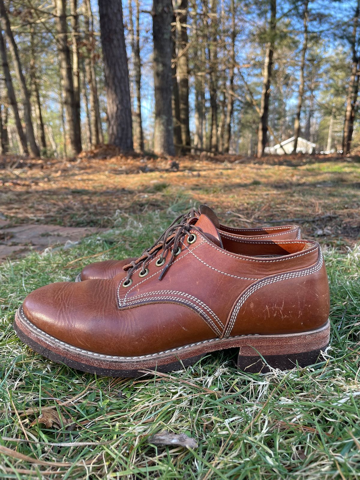 Photo by NewEnglandIndigo on February 3, 2024 of the Onderhoud LVL01 Derby Boot in Badalassi Carlo Cognac Minerva.