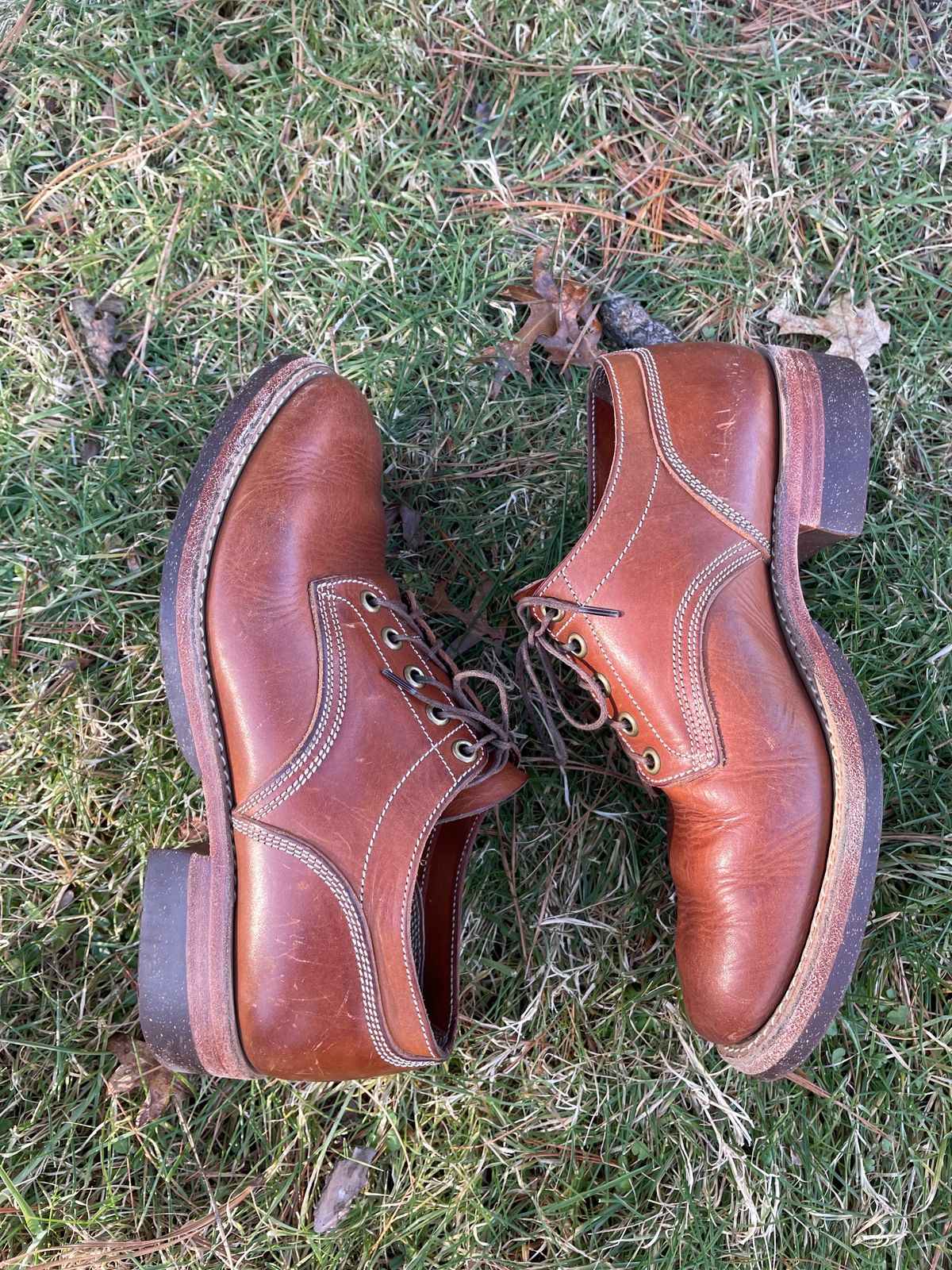 Photo by NewEnglandIndigo on February 3, 2024 of the Onderhoud LVL01 Derby Boot in Badalassi Carlo Cognac Minerva.