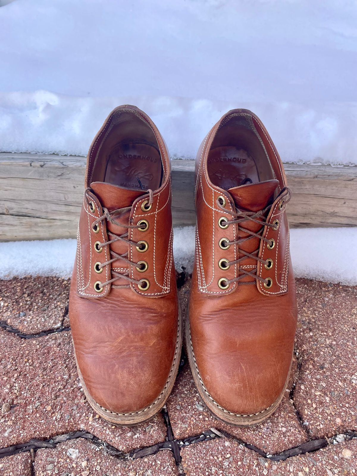 Photo by NewEnglandIndigo on February 18, 2024 of the Onderhoud LVL01 Derby Boot in Badalassi Carlo Cognac Minerva.