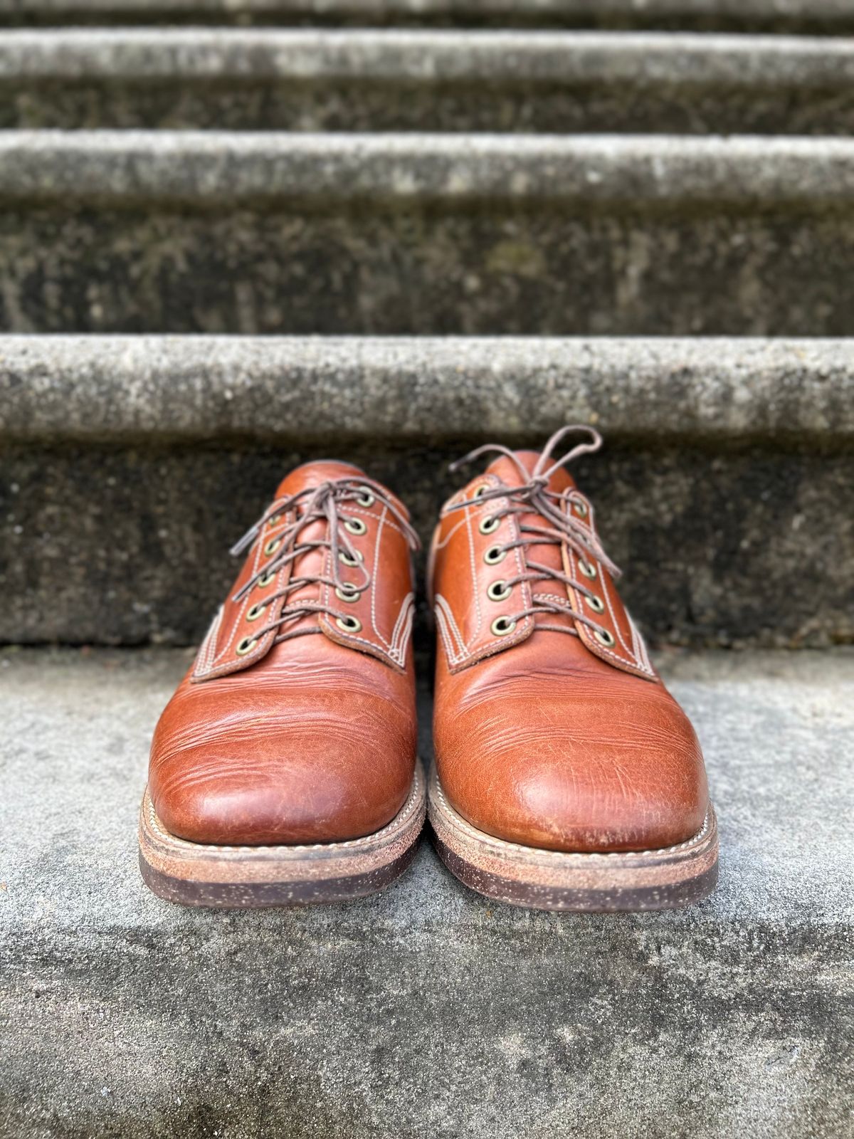 Photo by NewEnglandIndigo on March 3, 2024 of the Onderhoud LVL01 Derby Boot in Badalassi Carlo Cognac Minerva.
