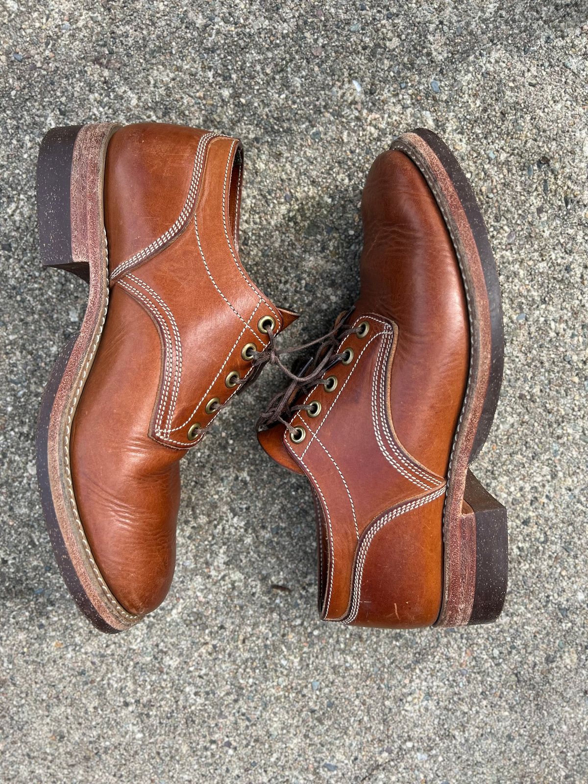 Photo by NewEnglandIndigo on March 3, 2024 of the Onderhoud LVL01 Derby Boot in Badalassi Carlo Cognac Minerva.