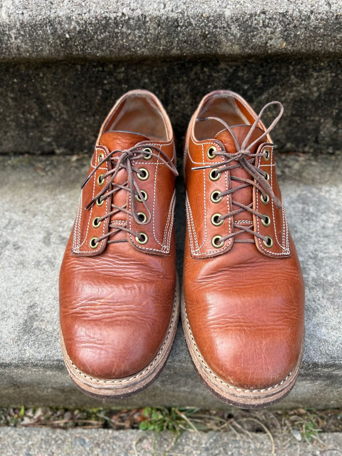Photo by NewEnglandIndigo on March 6, 2024 of the Onderhoud LVL01 Derby Boot in Badalassi Carlo Cognac Minerva.