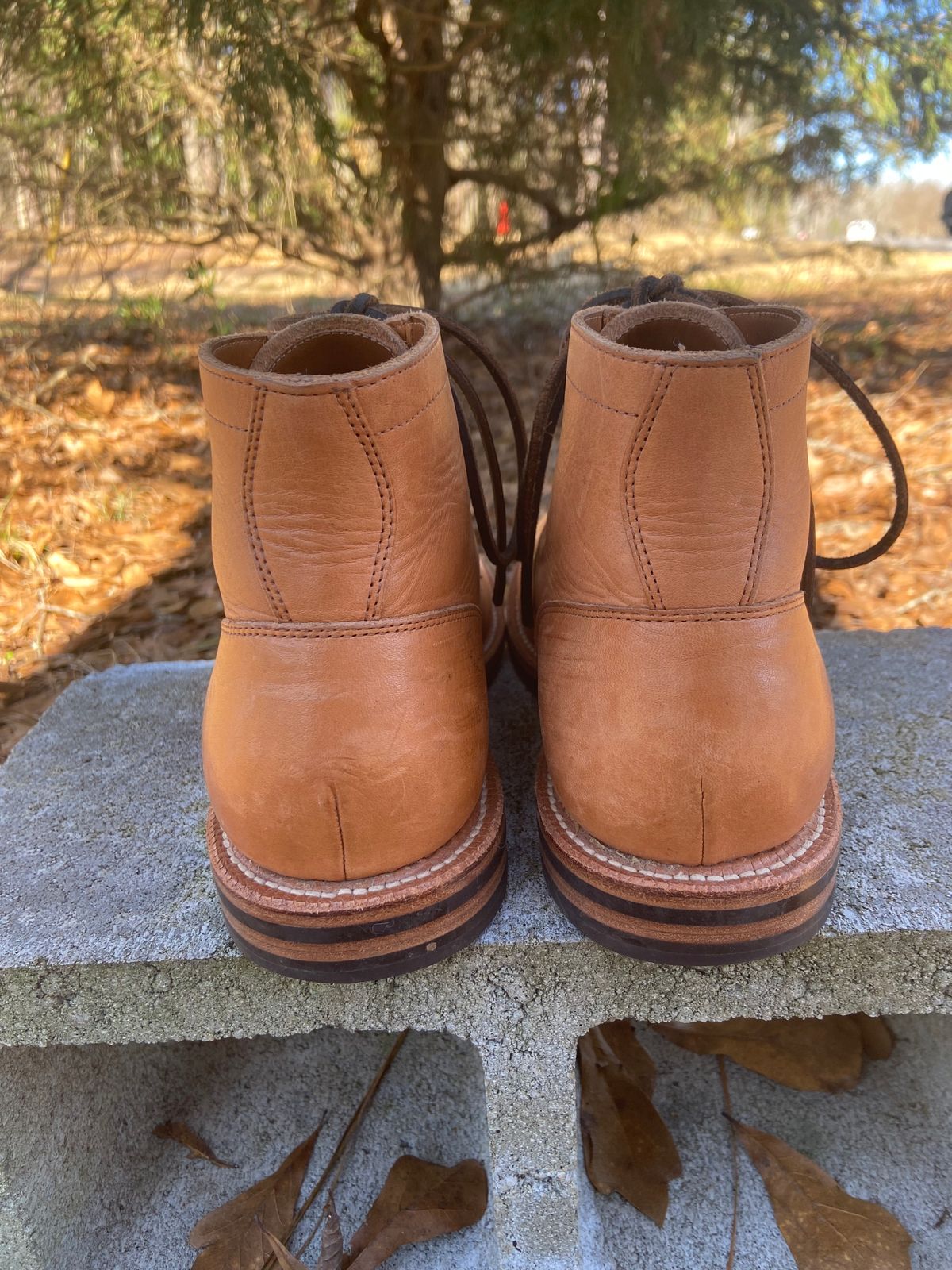 Photo by Fey on February 4, 2023 of the Grant Stone Diesel Boot in Horween English Tan Essex.