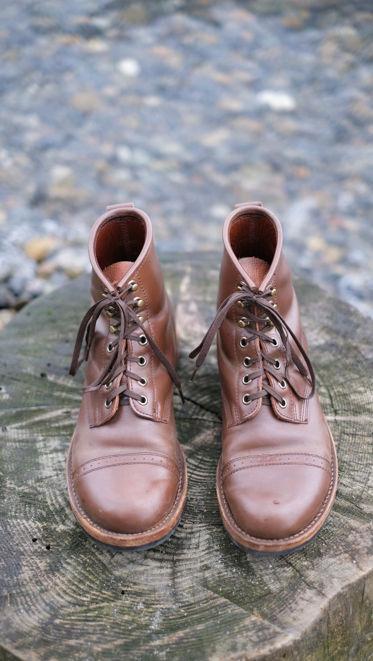 Photo by paranoid on March 2, 2023 of the Julian Boots Bowery in Horween Cigar Shell Cordovan.