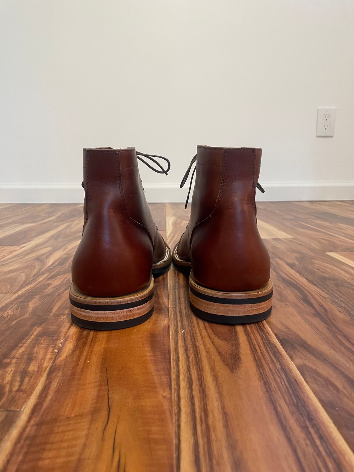 Photo by cjchris66 on October 1, 2023 of the Christian Daniel Larry Lace Up Boot in Wickett & Craig Buck Brown Traditional Harness.
