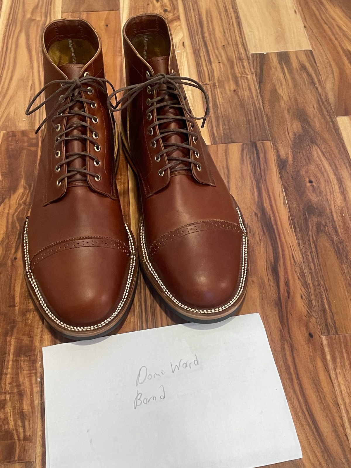 Photo by cjchris66 on October 1, 2023 of the Christian Daniel Larry Lace Up Boot in Wickett & Craig Buck Brown Traditional Harness.