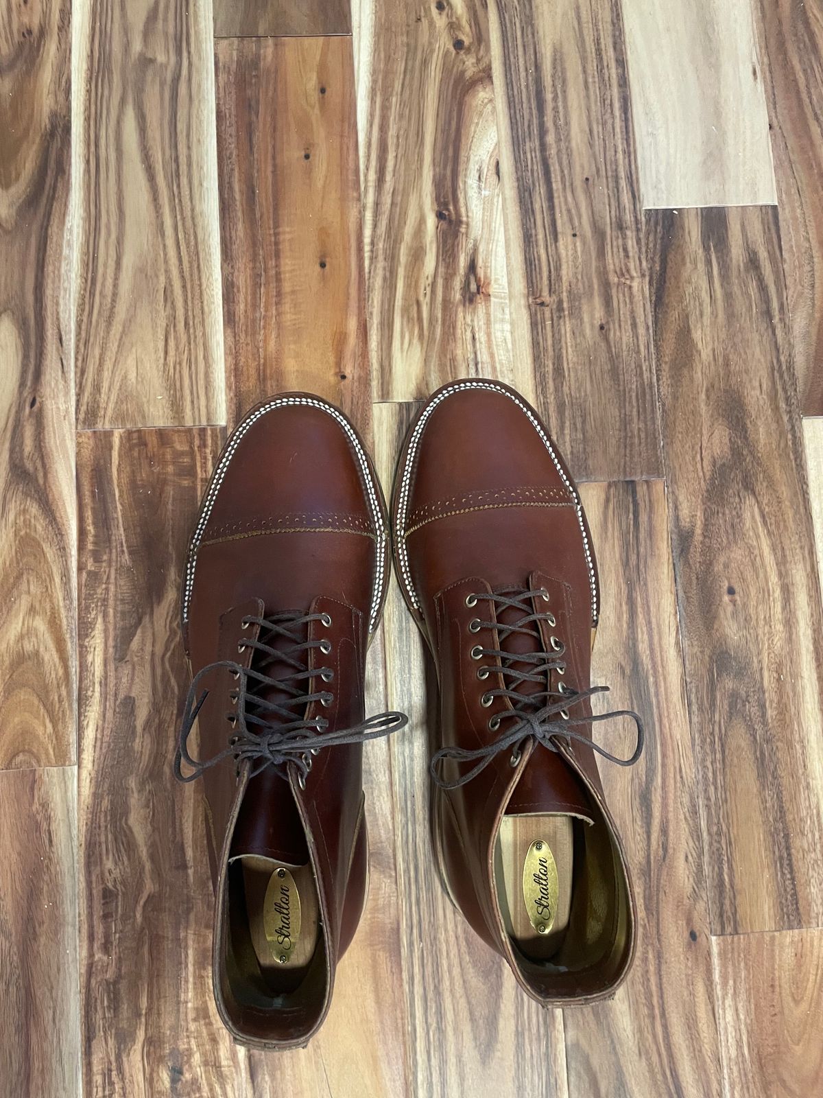 Photo by cjchris66 on October 1, 2023 of the Christian Daniel Larry Lace Up Boot in Wickett & Craig Buck Brown Traditional Harness.