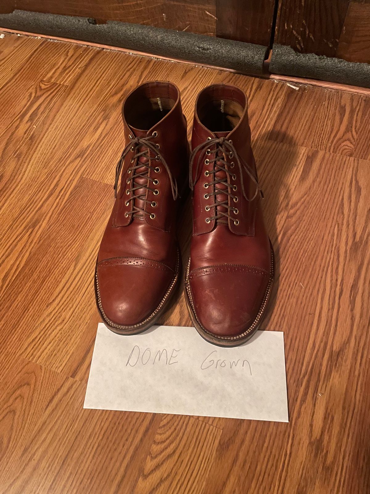 Photo by cjchris66 on November 8, 2023 of the Christian Daniel Larry Lace Up Boot in Wickett & Craig Buck Brown Traditional Harness.