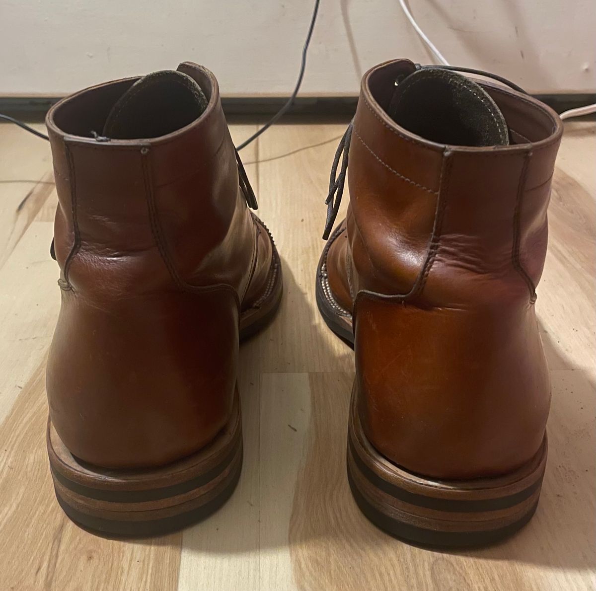 Photo by cjchris66 on December 6, 2023 of the Christian Daniel Larry Lace Up Boot in Wickett & Craig Buck Brown Traditional Harness.