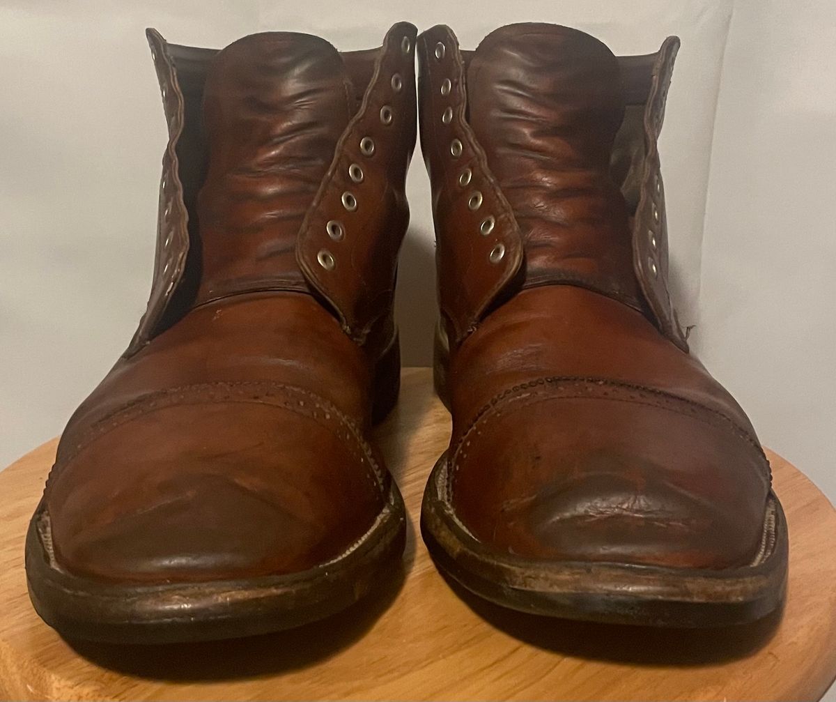 Photo by cjchris66 on February 6, 2024 of the Christian Daniel Larry Lace Up Boot in Wickett & Craig Buck Brown Traditional Harness.