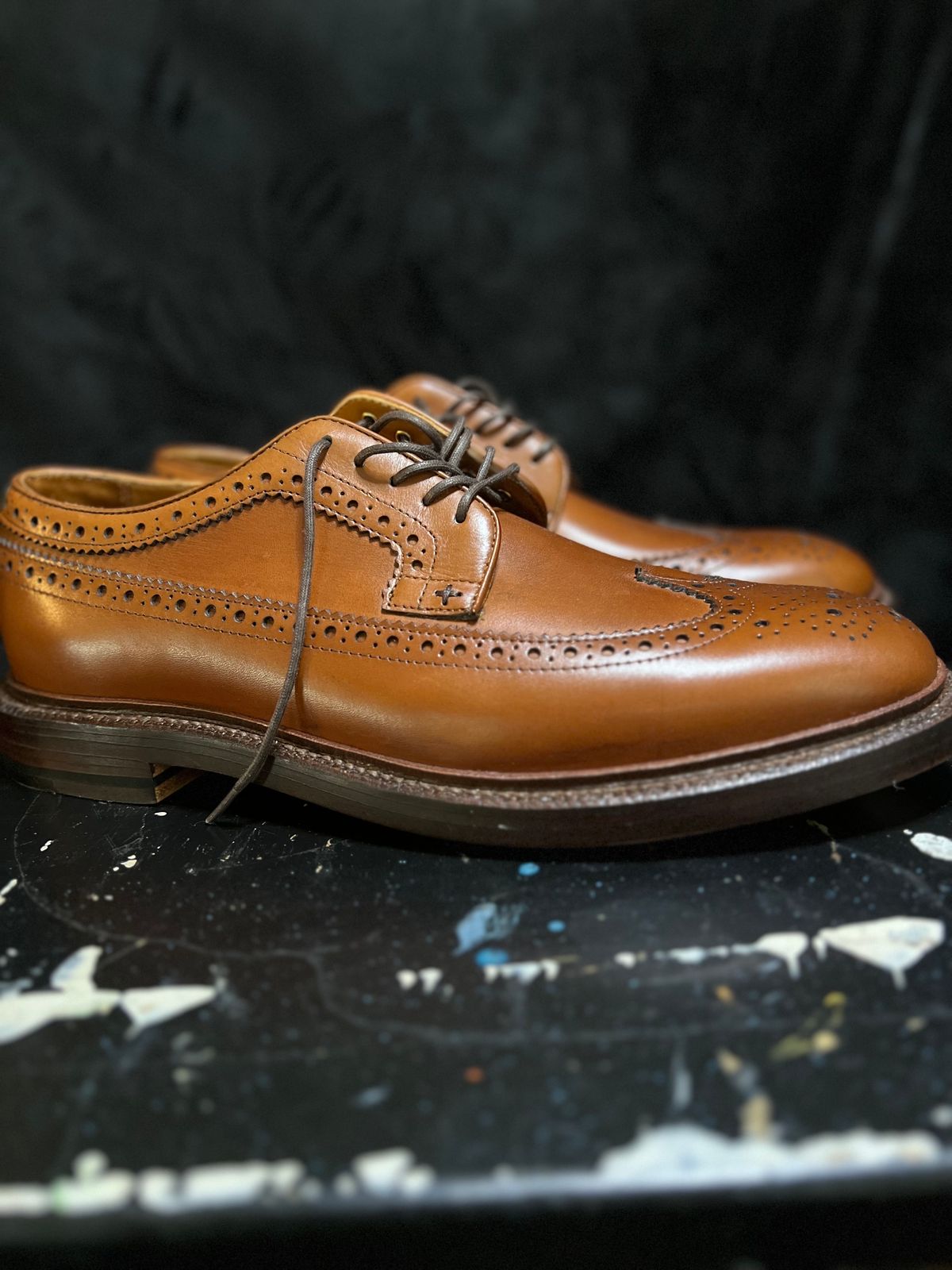 Photo by byrdhound on October 1, 2023 of the Grant Stone Longwing in D'Annonay British Tan Calf.