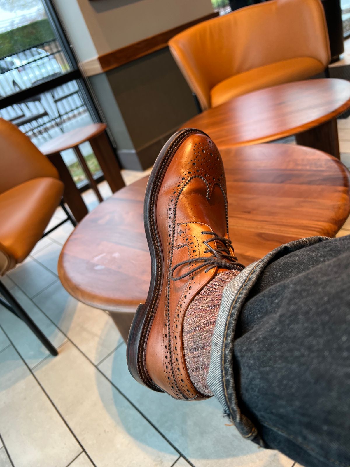Photo by byrdhound on December 3, 2023 of the Grant Stone Longwing in D'Annonay British Tan Calf.