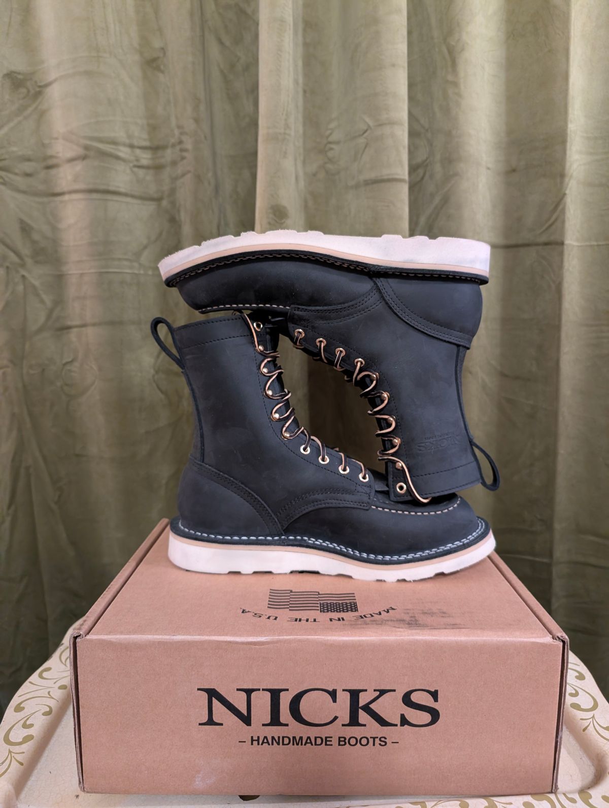Photo by Particlepartition on December 21, 2024 of the Nicks Moc Toe in Seidel WeatherShield Black.