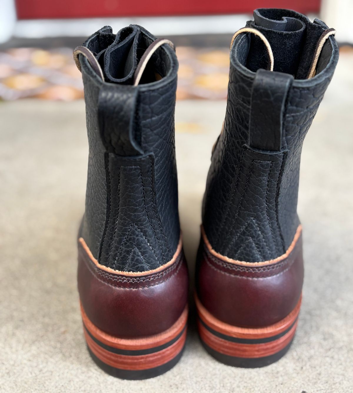 Photo by Particlepartition on October 2, 2025 of the Nicks MTO in Law Tanning Black Smooth Shruken Bison & Wicket & Craig Double Stuffed Walnut.