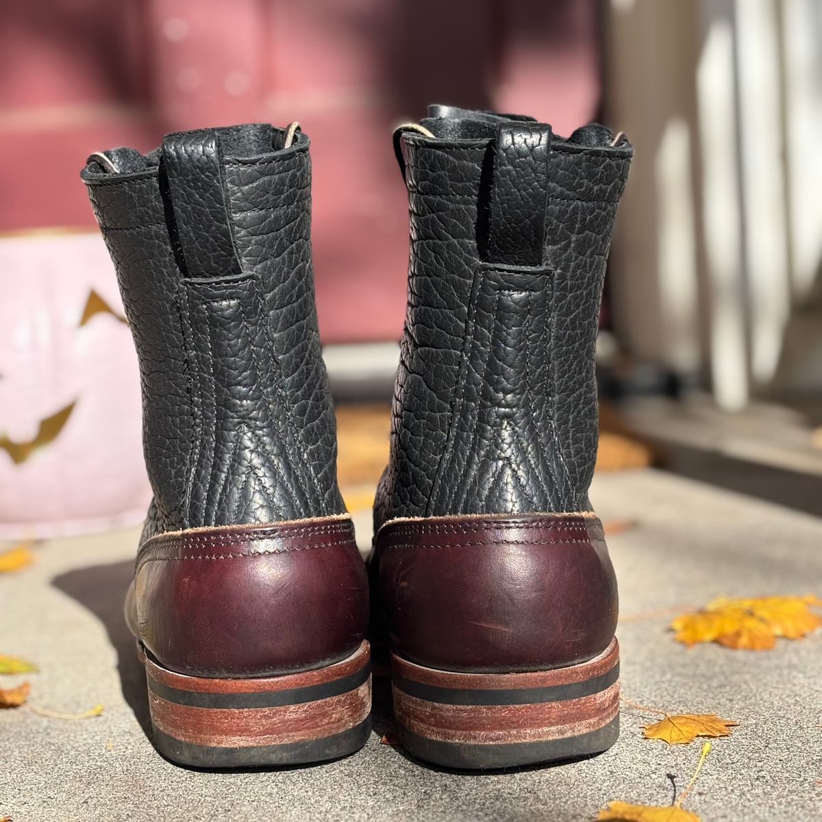 Photo by Particlepartition on November 2, 2025 of the Nicks MTO in Law Tanning Black Smooth Shruken Bison & Wicket & Craig Double Stuffed Walnut.