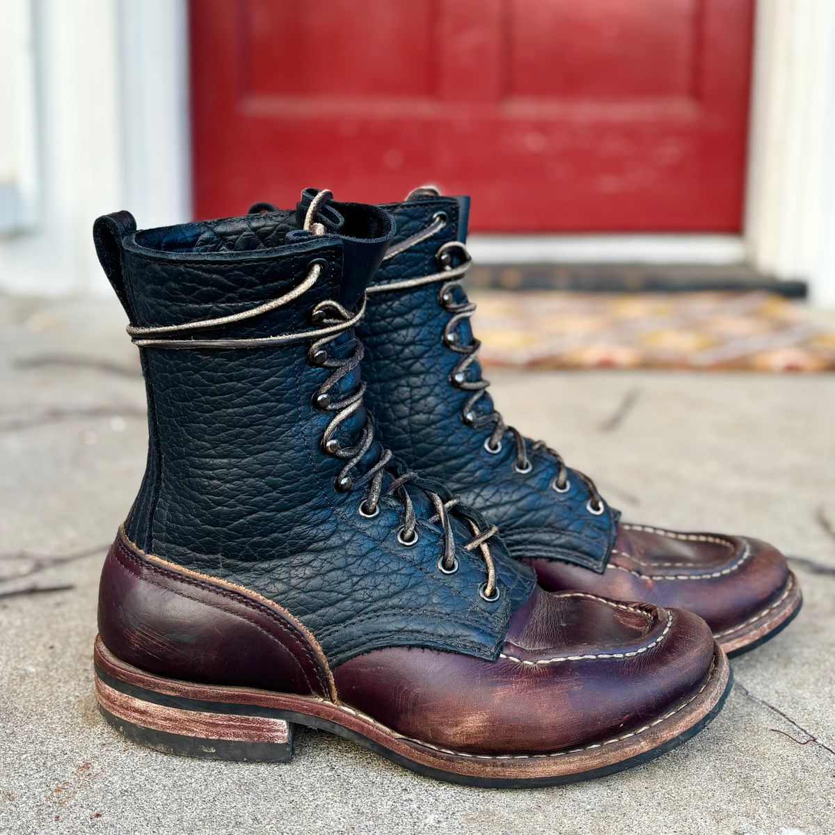 Photo by Particlepartition on November 30, 2025 of the Nicks MTO in Law Tanning Black Smooth Shruken Bison & Wicket & Craig Double Stuffed Walnut.