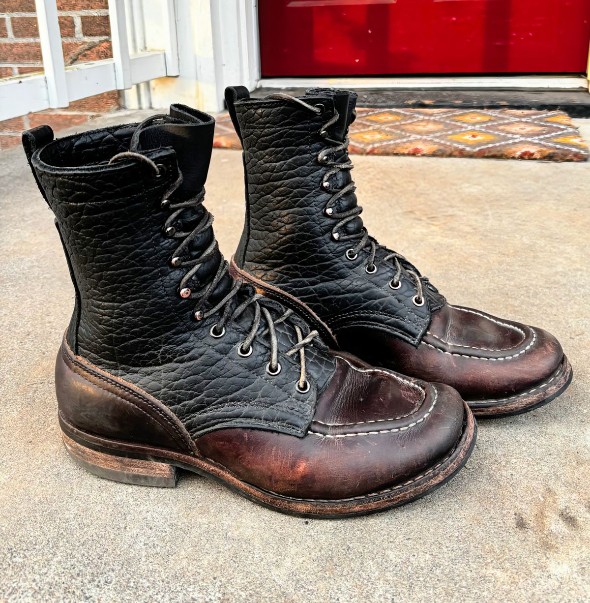 Photo by Particlepartition on February 3, 2026 of the Nicks MTO in Law Tanning Black Smooth Shruken Bison & Wicket & Craig Double Stuffed Walnut.