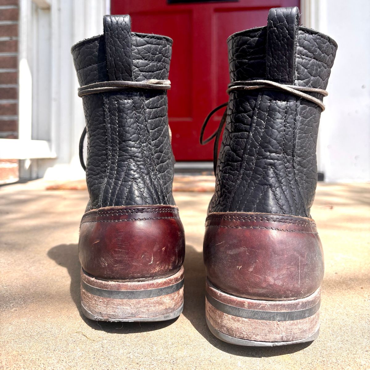 Photo by Particlepartition on April 3, 2026 of the Nicks MTO in Law Tanning Black Smooth Shruken Bison & Wicket & Craig Double Stuffed Walnut.