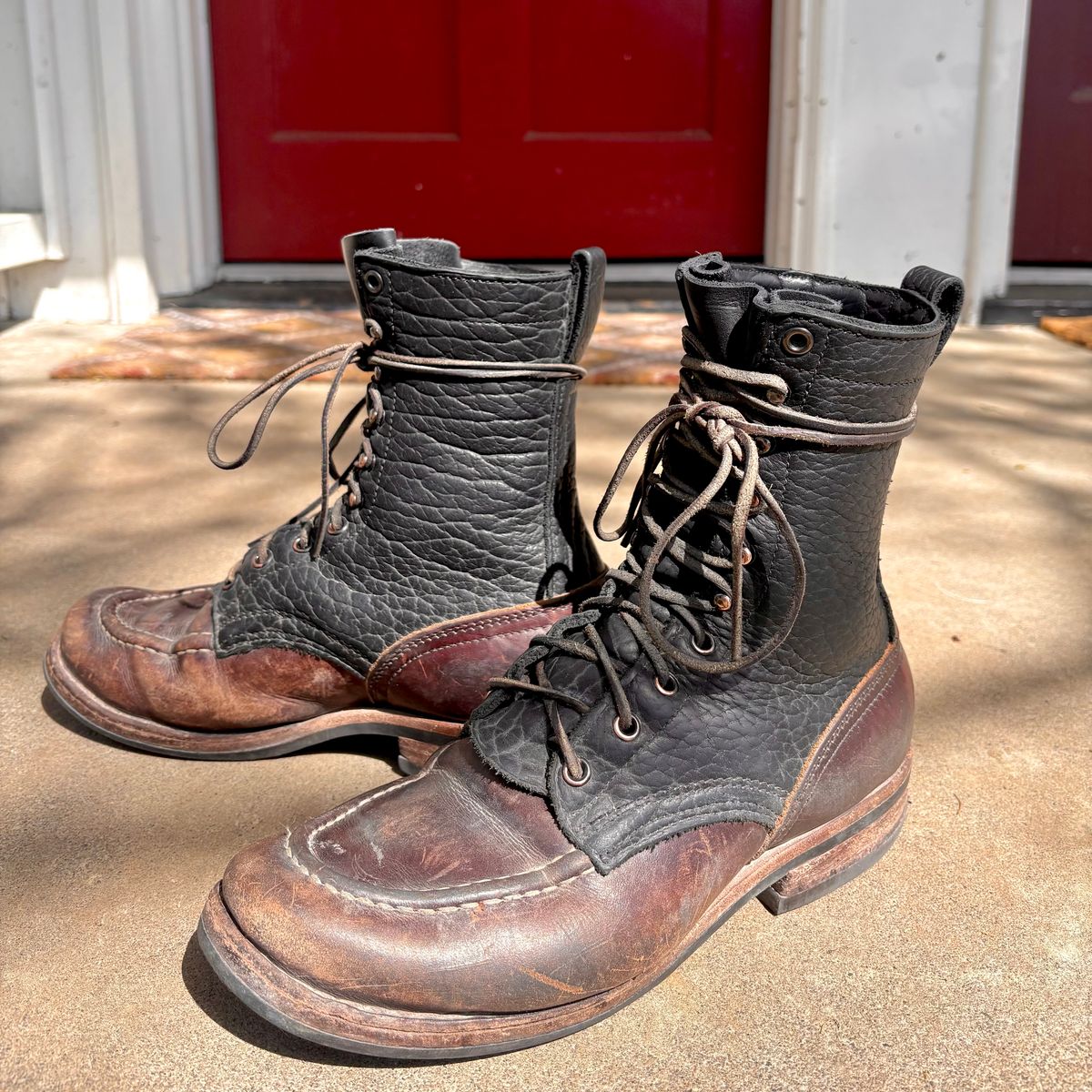 Photo by Particlepartition on April 3, 2026 of the Nicks MTO in Law Tanning Black Smooth Shruken Bison & Wicket & Craig Double Stuffed Walnut.