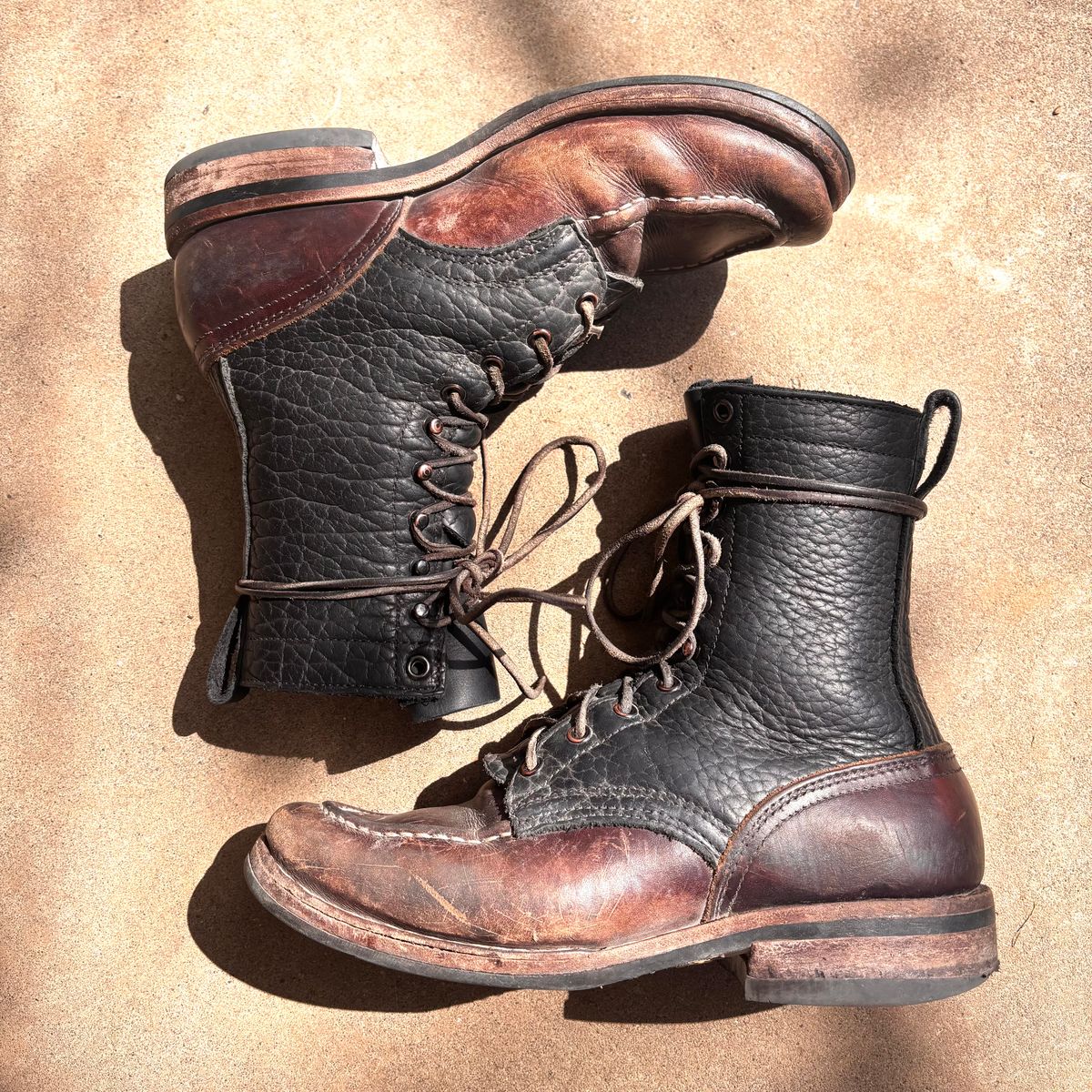 Photo by Particlepartition on April 3, 2026 of the Nicks MTO in Law Tanning Black Smooth Shruken Bison & Wicket & Craig Double Stuffed Walnut.