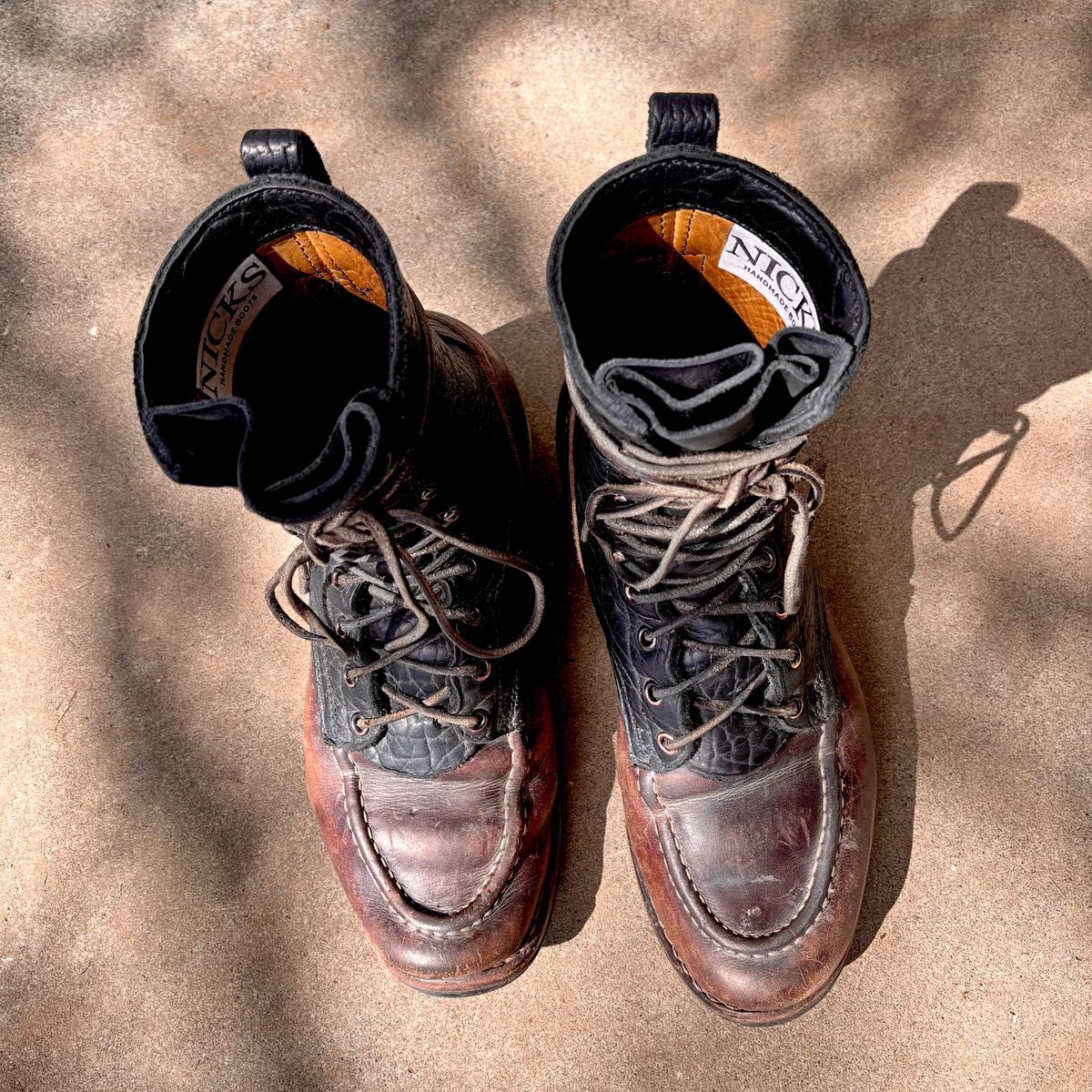 Photo by Particlepartition on April 3, 2026 of the Nicks MTO in Law Tanning Black Smooth Shruken Bison & Wicket & Craig Double Stuffed Walnut.