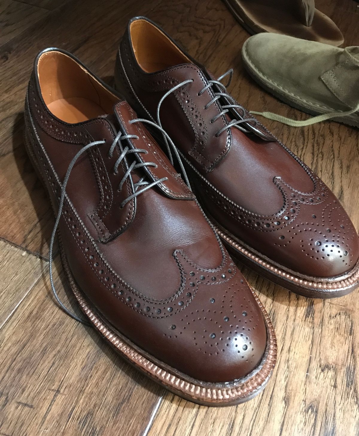 Photo by langeaw on December 1, 2018 of the Alden Long Wing Blucher in Walnut Brown Calfskin.