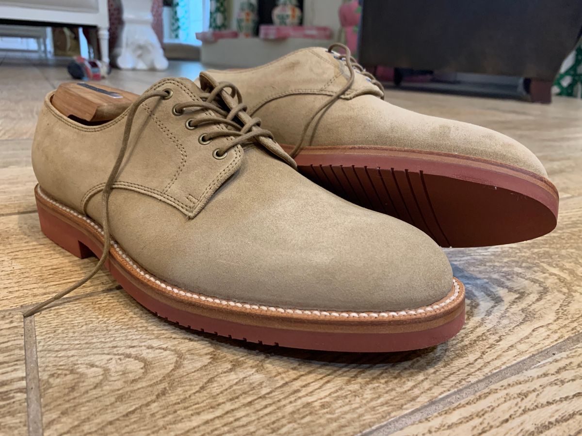 Photo by langeaw on April 18, 2021 of the Grant Stone Dirty Buck in C.F. Stead Tan Repello Calf Suede.