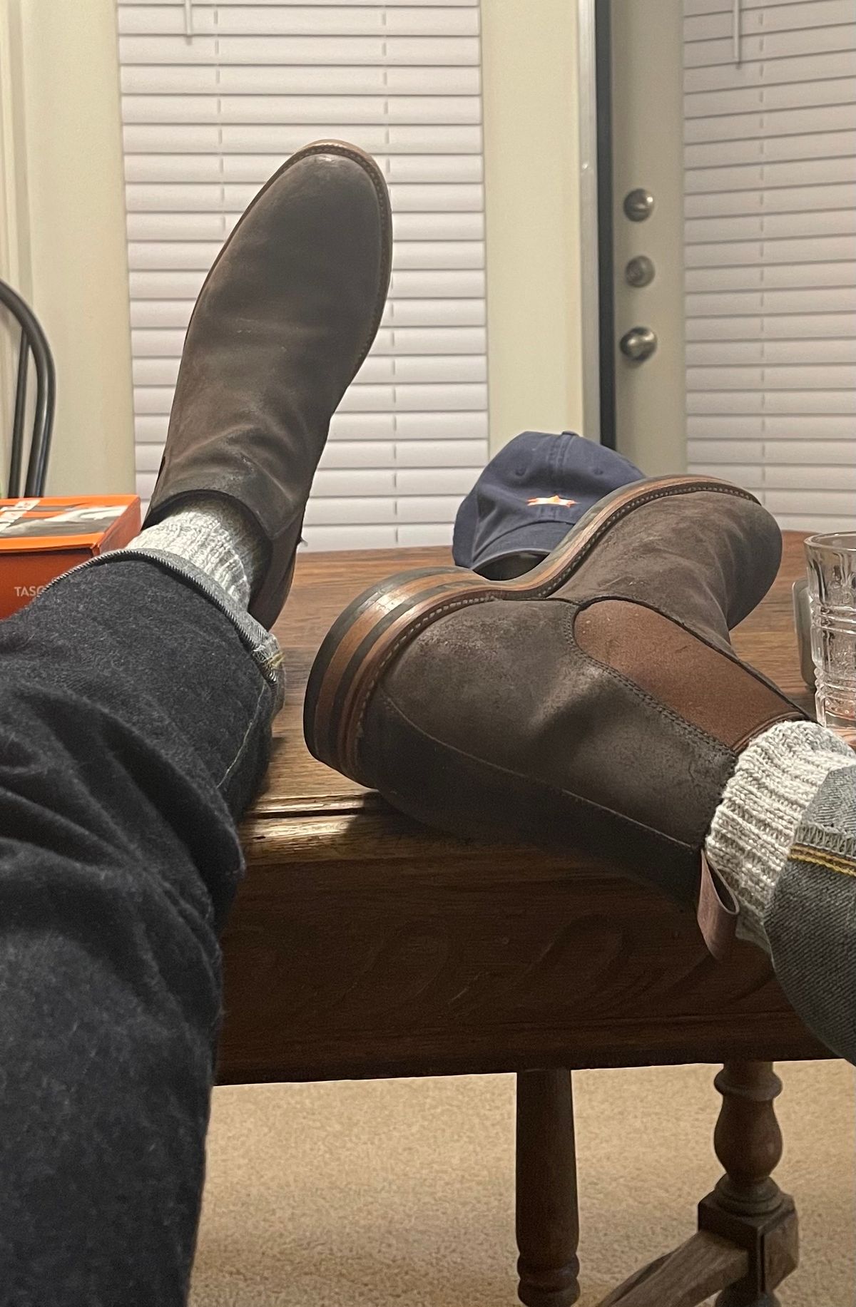 Photo by langeaw on January 7, 2022 of the Grant Stone Chelsea Boot in C.F. Stead Earth Waxy Commander Suede.