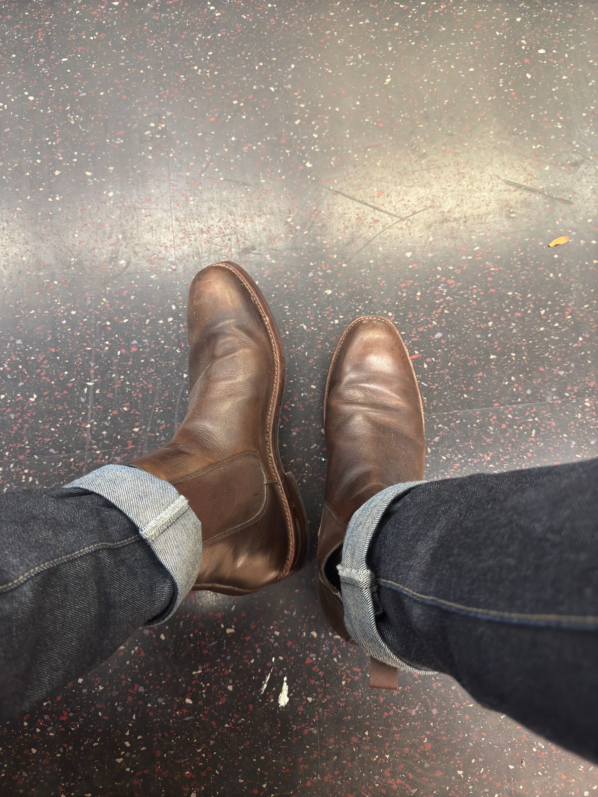 Photo by langeaw on September 25, 2024 of the Grant Stone Chelsea Boot in D'Annonay Chocolate Antique Calf.