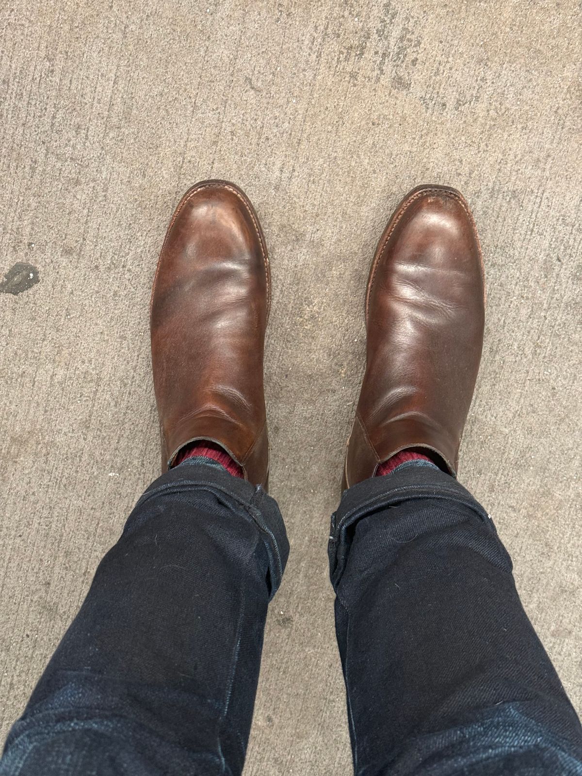 Photo by langeaw on September 29, 2024 of the Grant Stone Chelsea Boot in D'Annonay Chocolate Antique Calf.