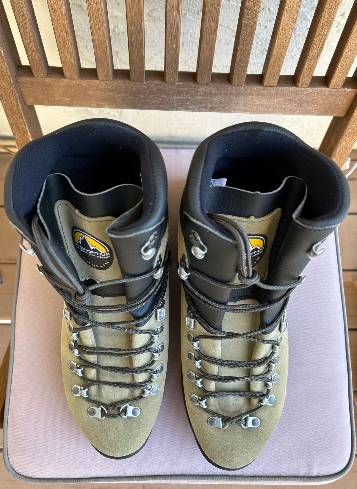 Photo by BxPx on October 1, 2023 of the La Sportiva Glacier WLF in Perwanger Tan Roughout.