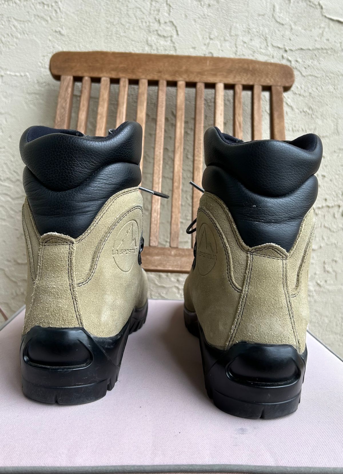 Photo by BxPx on February 6, 2024 of the La Sportiva Glacier WLF in Perwanger Tan Roughout.